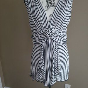 Boston Proper Black and White Sleeveless Top  Large